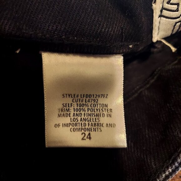 LF The Brand Black Denim Mini Skirt 24 White Tracker Front Zip New MSRP $248 - Picture 12 of 12